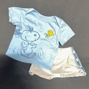 Peanuts Light Blue and Cream Kids Matching Set